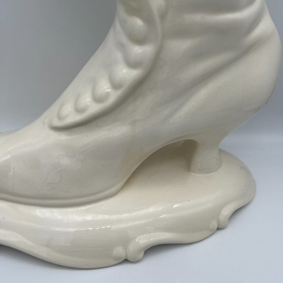 Vintage Victorian Boot Ceramic Vase - Ivory - Picture 7 of 9